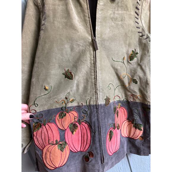 Vintage Suede Leather Fall, Autumn Zip Jacket, Women's XS - Picture 4 of 7